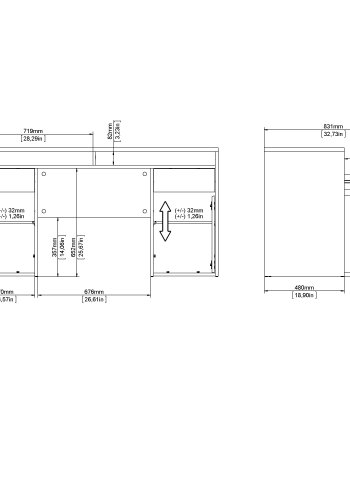 TVILUM Function Plus skrivbord 2 d&ouml;rrar + 2 l�dor - Parcel