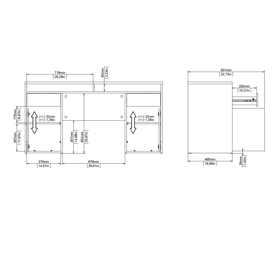 TVILUM Function Plus skrivbord 2 d&ouml;rrar + 2 l�dor - Parcel