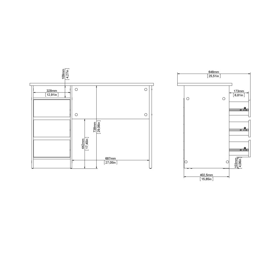 TVILUM Function Plus skrivbord med 3 l�dor - Parcel
