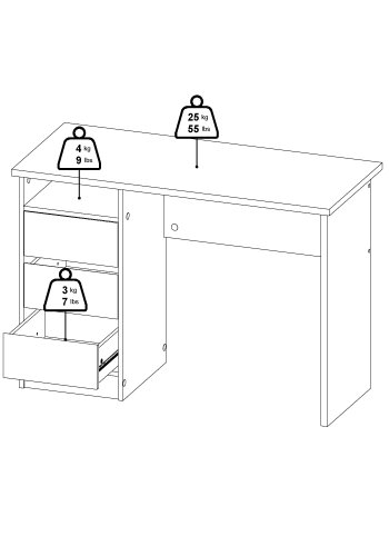 TVILUM Function Plus skrivbord med 3 l�dor - Parcel