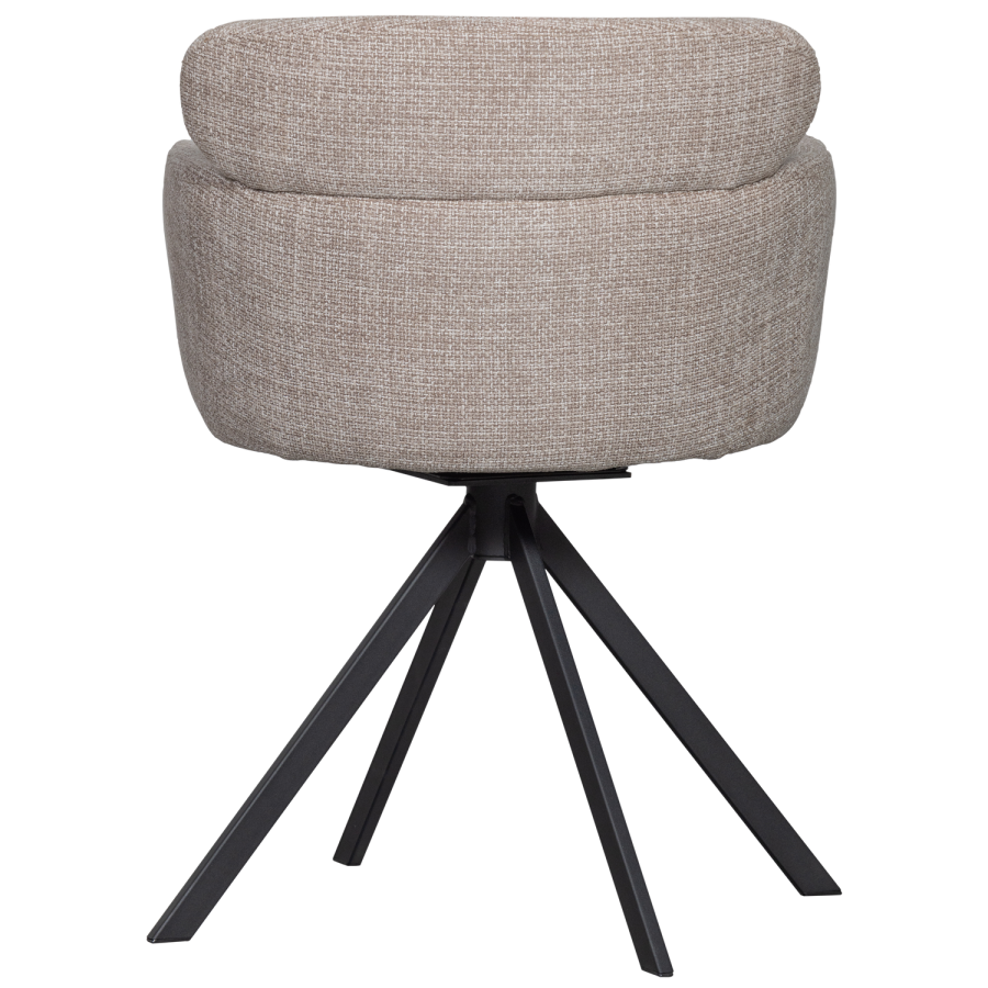 WOOOD Fenne spisebordsstol, m. drejefunktion og armln - natur stof og sort metal