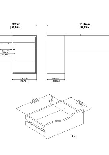 TVILUM Function Plus skrivbord med 2 l�dor - Parcel