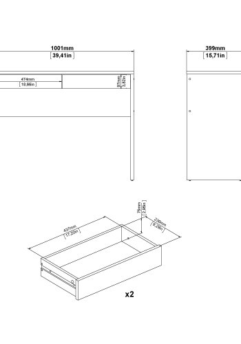TVILUM Function Plus skrivbord med 2 l�dor - Parcel