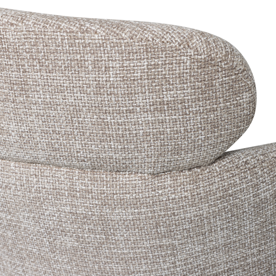 WOOOD Fenne spisebordsstol, m. drejefunktion og armln - natur stof og sort metal