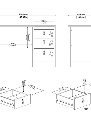 TVILUM Madrid Skrivbord 3 l�dor - Paket