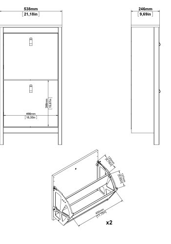 TVILUM Madrid Skosk�p 2 g�ngj&auml;rnsd&ouml;rrar - Parcel