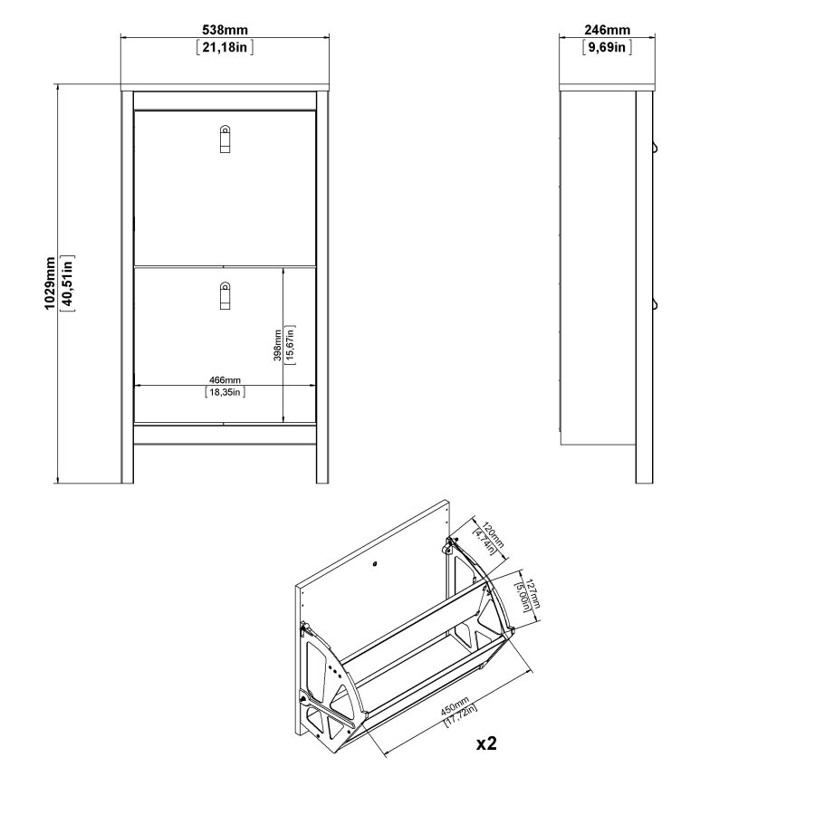 TVILUM Madrid Skosk�p 2 g�ngj&auml;rnsd&ouml;rrar - Parcel