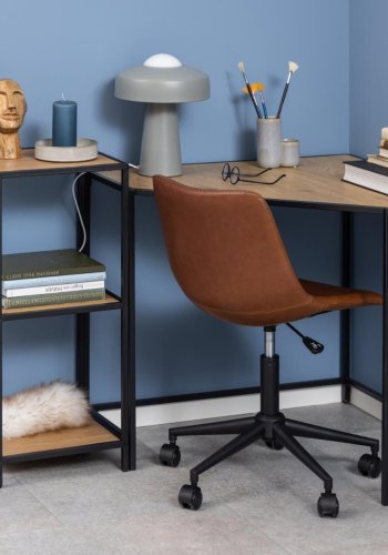 ACT NORDIC Seaford reol, m. 2 hylder - natur vild eg papir og sort metal(H:82,5cm x35cm x 37cm)