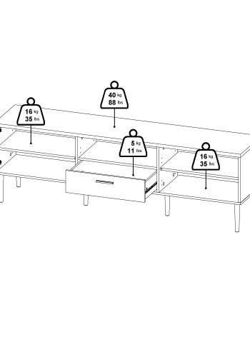 TVILUM Media TV-m�bel med 2 l�ger + 1 skuffe - Parcel