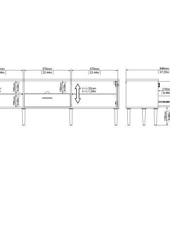 TVILUM Media TV-m�bel med 2 l�ger + 1 skuffe - Parcel