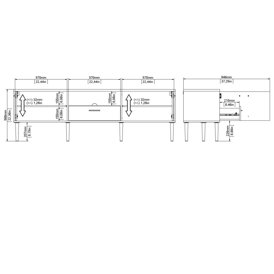 TVILUM Media TV-m�bel med 2 l�ger + 1 skuffe - Parcel