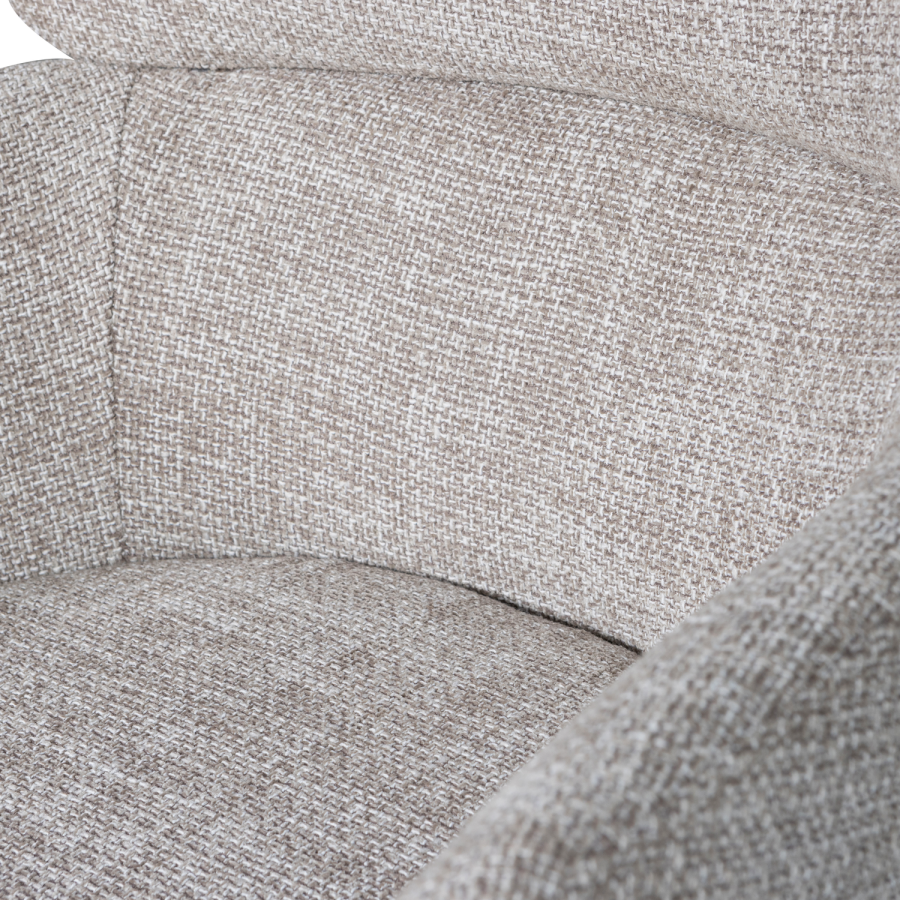 WOOOD Fenne spisebordsstol, m. drejefunktion og armln - natur stof og sort metal