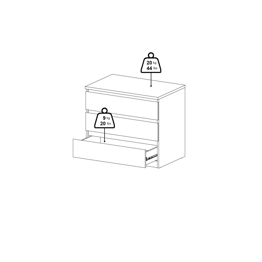 TVILUM Naia kommode med 3 skuffer