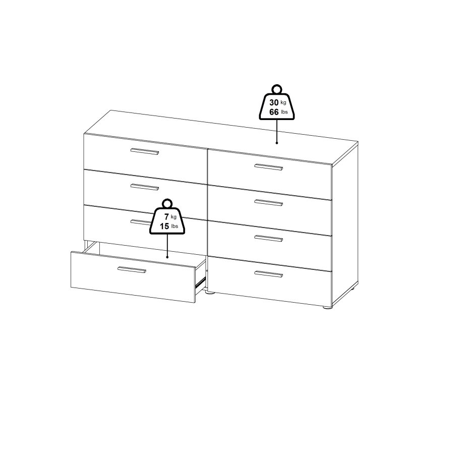 TVILUM Pepe dobbel kommode med 8 skuffer