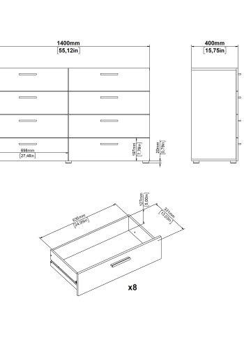 TVILUM Pepe dobbel kommode med 8 skuffer