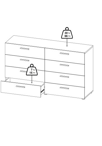 TVILUM Pepe dobbel kommode med 8 skuffer
