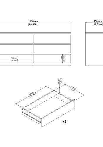 TVILUM Naia dobbel kommode med 6 skuffer