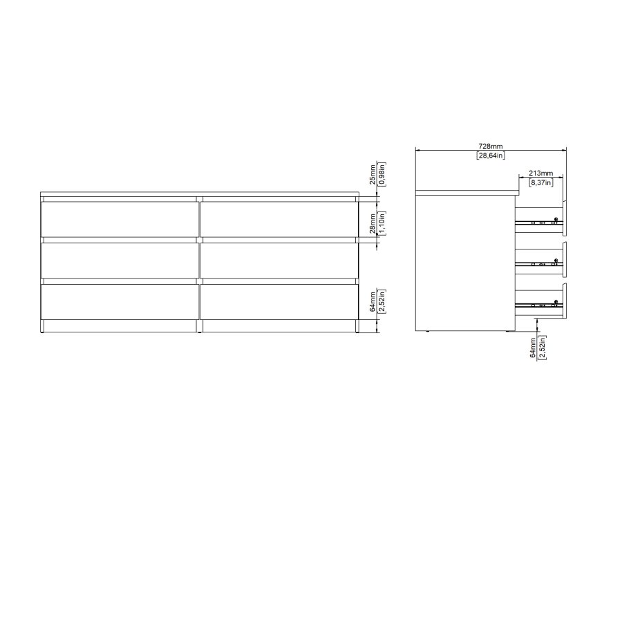 TVILUM Naia dobbel kommode med 6 skuffer