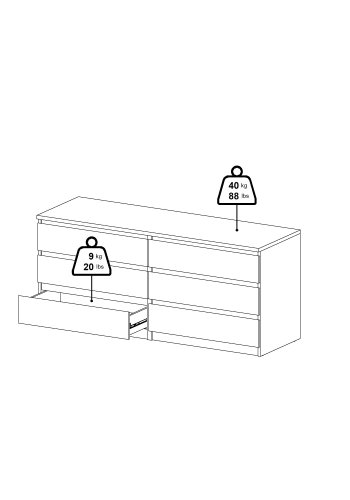TVILUM Naia dobbel kommode med 6 skuffer