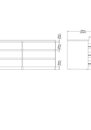 TVILUM Naia dobbel kommode med 6 skuffer