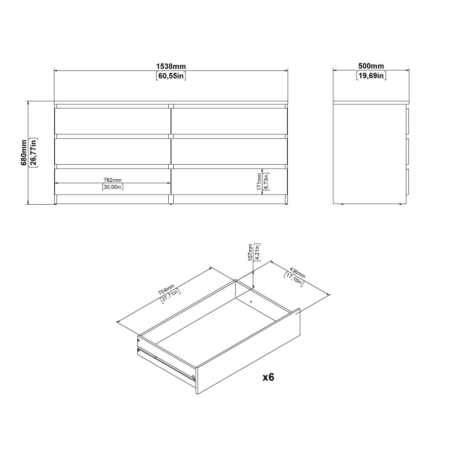TVILUM Naia dobbel kommode med 6 skuffer