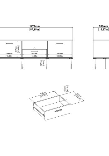 TVILUM Media TV-m�bel med 2 l�ger + 1 skuffe - Parcel
