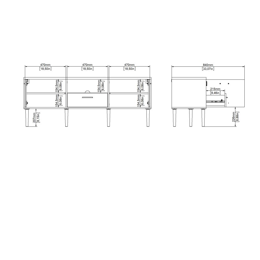 TVILUM Media TV-m�bel med 2 l�ger + 1 skuffe - Parcel