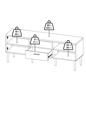 TVILUM Media TV-m�bel med 2 l�ger + 1 skuffe - Parcel