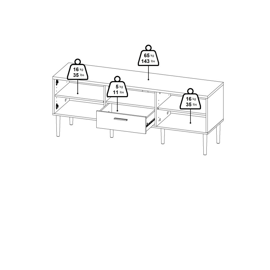 TVILUM Media TV-m�bel med 2 l�ger + 1 skuffe - Parcel