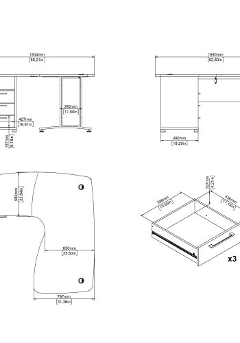 TVILUM Prima hj�rnebord med skab - Parcel