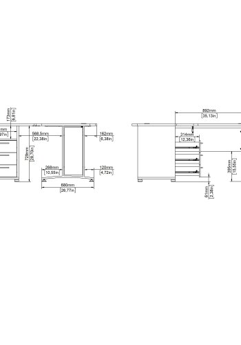 TVILUM Prima hj�rnebord med skab - Parcel