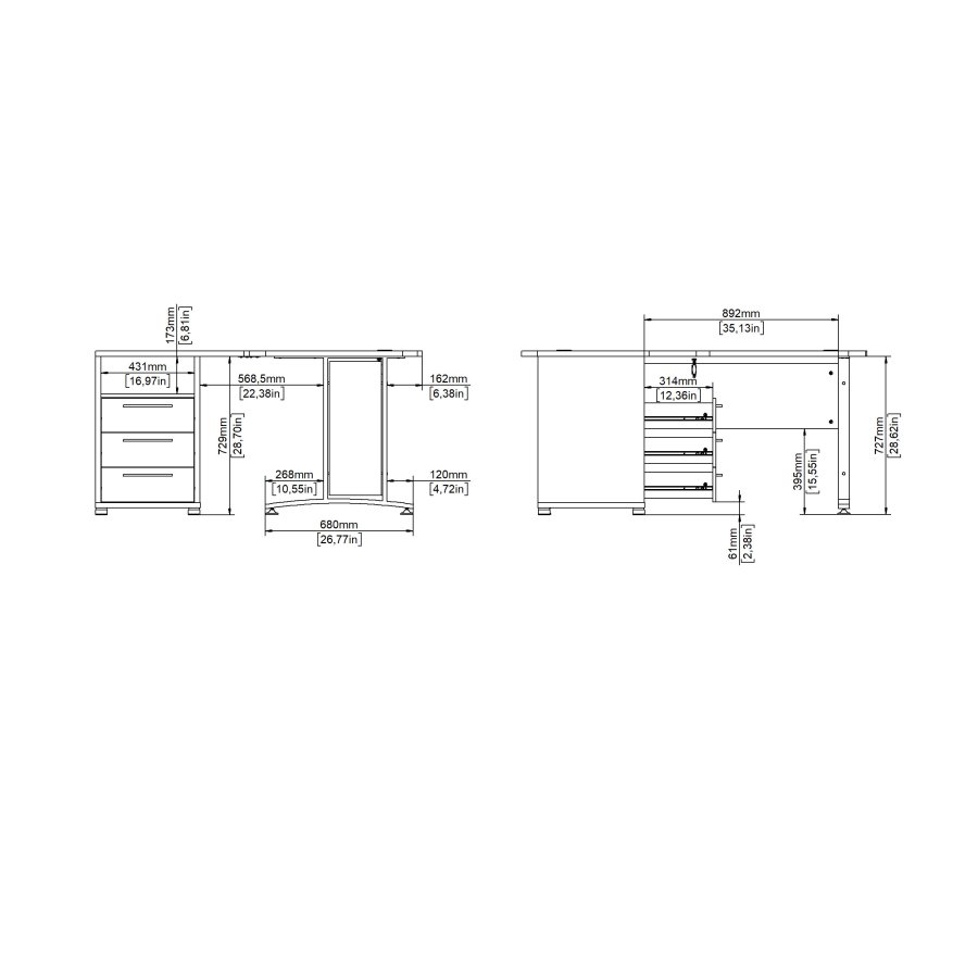 TVILUM Prima hj�rnebord med skab - Parcel