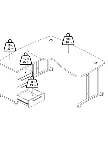 TVILUM Prima hj�rnebord med skab - Parcel