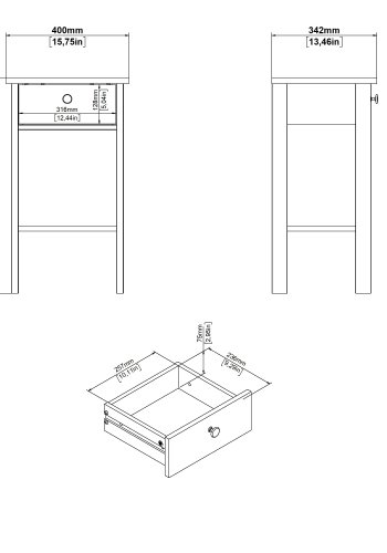 TVILUM Madrid Nattbord 1 skuff - Pakke