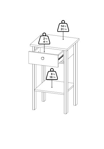 TVILUM Madrid Nattbord 1 skuff - Pakke