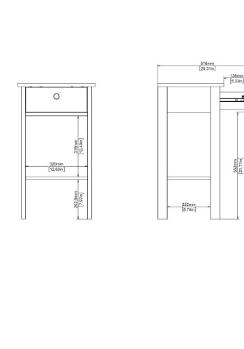 TVILUM Madrid Nattbord 1 skuff - Pakke
