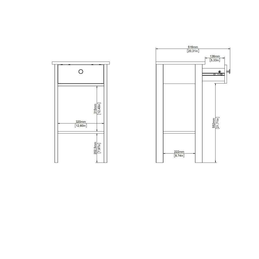 TVILUM Madrid Nattbord 1 skuff - Pakke