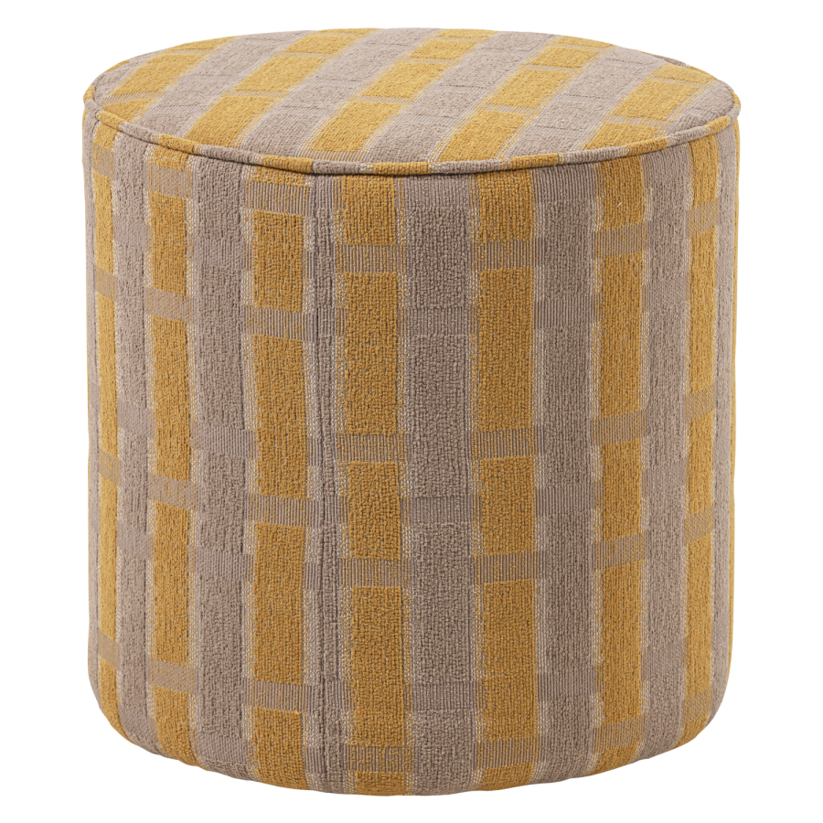 WOOOD Sarli puff H�y Chenille Taupe/Gul [Fsc]