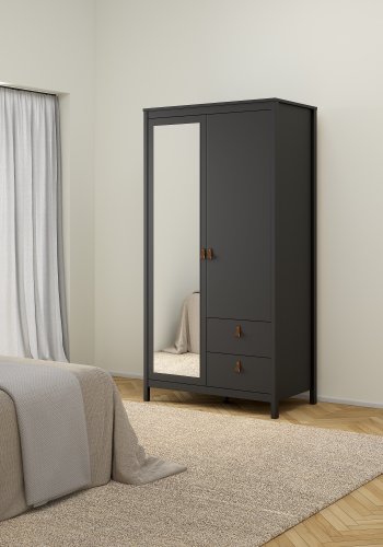 TVILUM Madrid Garderob med 1 d�rr + 1 spegeld�rr + 2 l�dor - Paket
