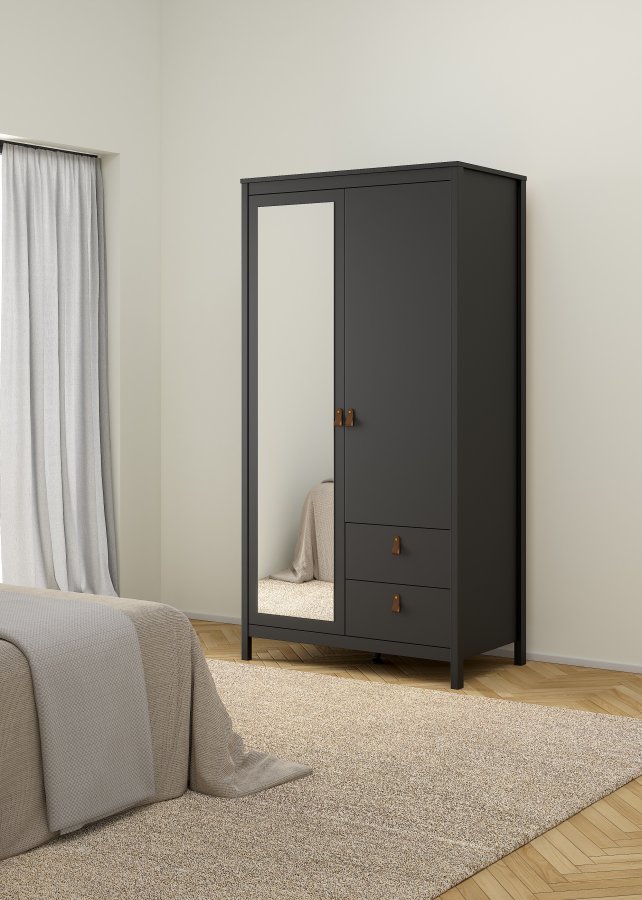 TVILUM Madrid Garderob med 1 d&ouml;rr + 1 spegeld&ouml;rr + 2 l�dor - Paket