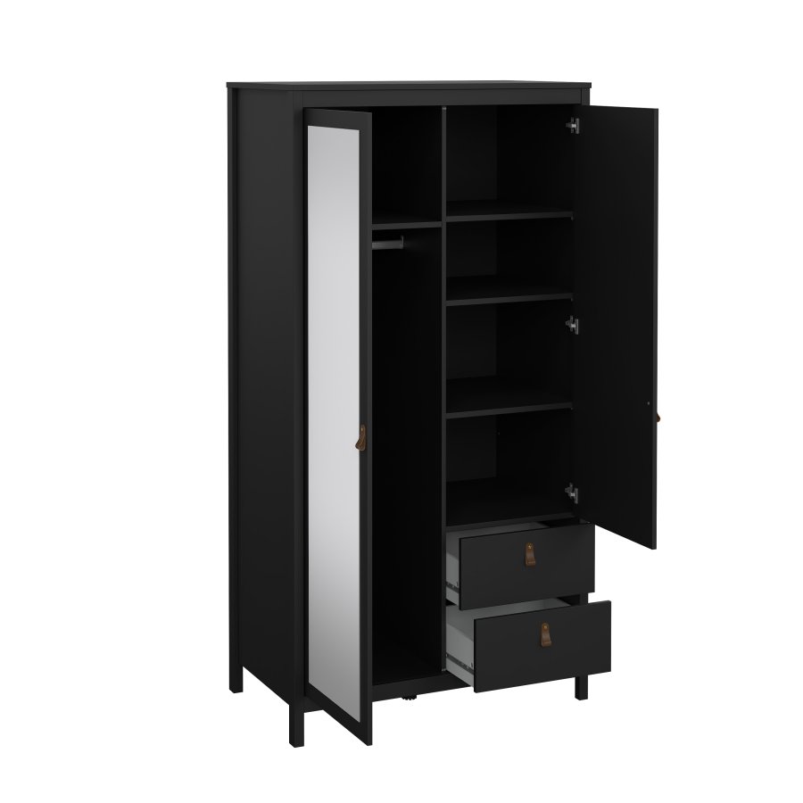 TVILUM Madrid Garderob med 1 d&ouml;rr + 1 spegeld&ouml;rr + 2 l�dor - Paket