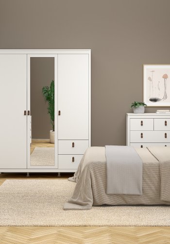 TVILUM Madrid Garderob med 2 d�rrar + 1 spegeld�rr + 2 l�dor - Paket