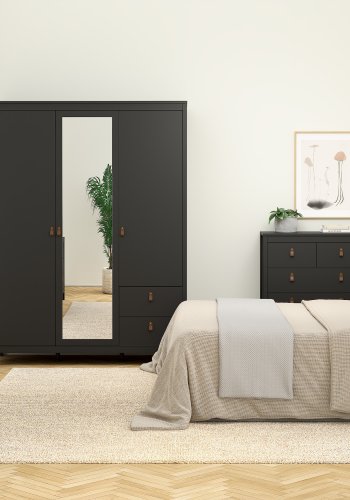 TVILUM Madrid Garderob med 2 d�rrar + 1 spegeld�rr + 2 l�dor - Paket