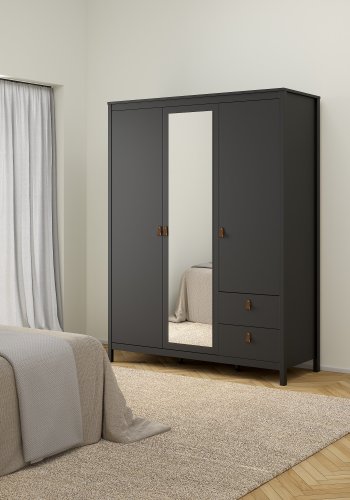 TVILUM Madrid Garderob med 2 d�rrar + 1 spegeld�rr + 2 l�dor - Paket