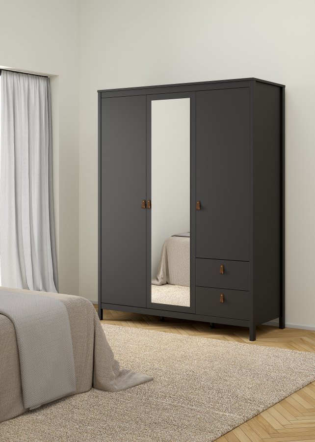 TVILUM Madrid Garderob med 2 d&ouml;rrar + 1 spegeld&ouml;rr + 2 l�dor - Paket