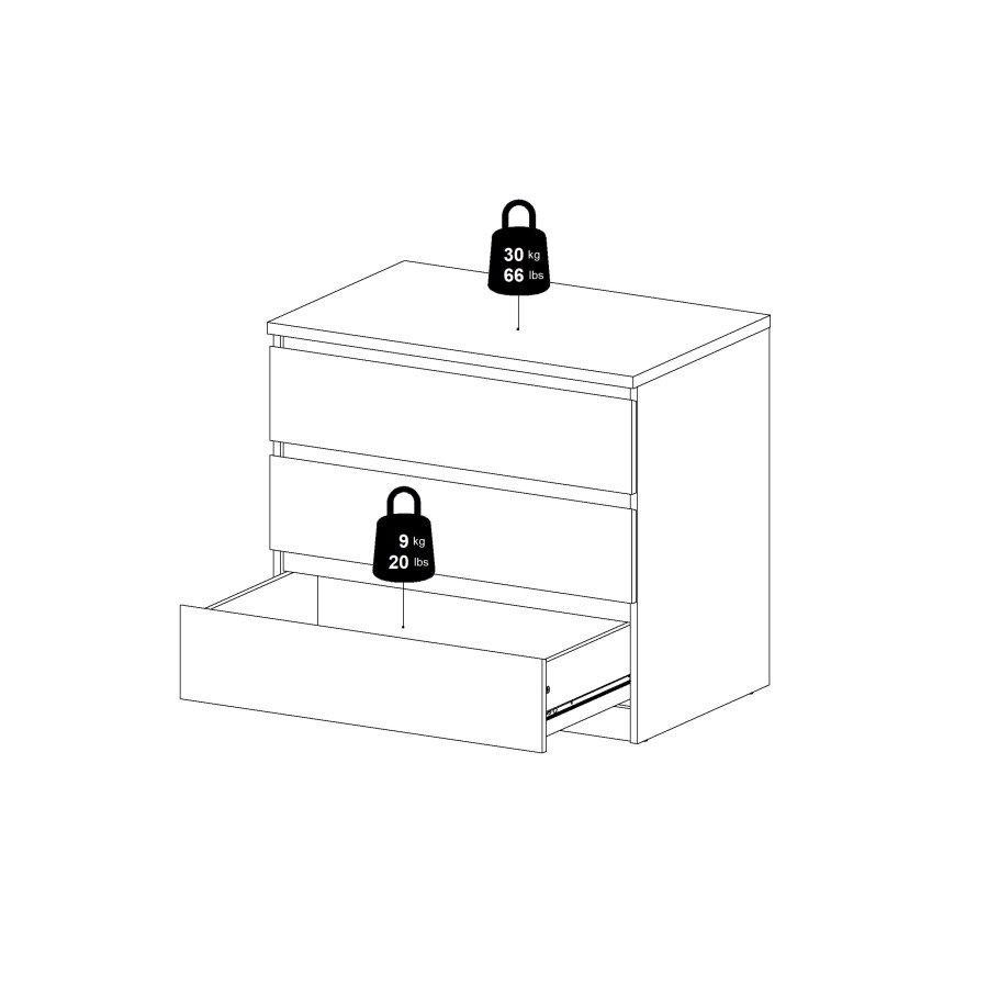 TVILUM Naia kommode med 3 skuffer - Pakke