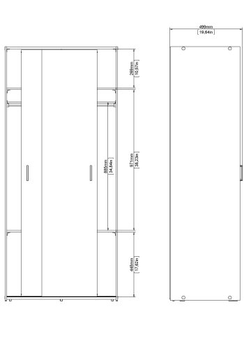 TVILUM Space Garderob med 2 skjutd&ouml;rrar - Parcel