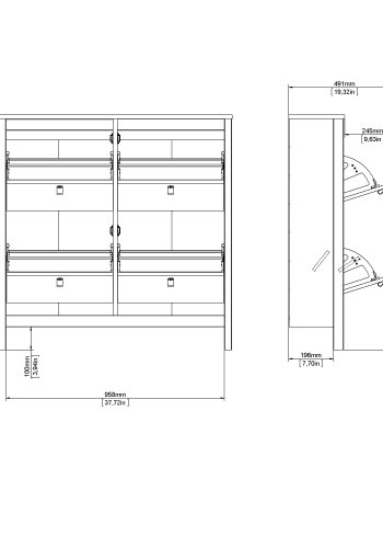 TVILUM Madrid Skosk�p med 4 g�ngj&auml;rnsd&ouml;rrar - Parcel