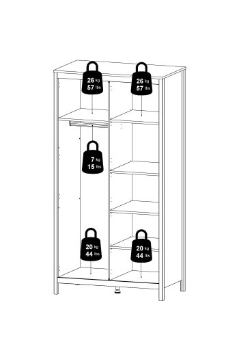 TVILUM Madrid Garderob med 2 d&ouml;rrar - Paket
