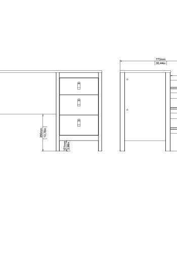 TVILUM Madrid Skrivbord 3 l�dor - Paket
